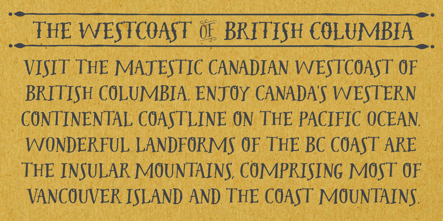 Ejemplo de fuente Westcoast Letters Decor